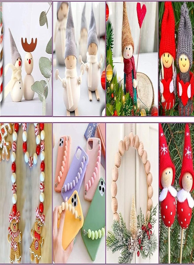 دي آي واي كرافتس مجموعة خرز خشبي طبيعي غير مصقول وغير مصنف، 130 قطعة، خرز خشبي دائري سائب، خرز فاصل خشبي، كرة خشبية مستديرة لصنع الحرف اليدوية والزينة، تشكيلة عشوائية متنوعة، رقم المنتج 1، تحتوي على 130 قطعة. - Image 2